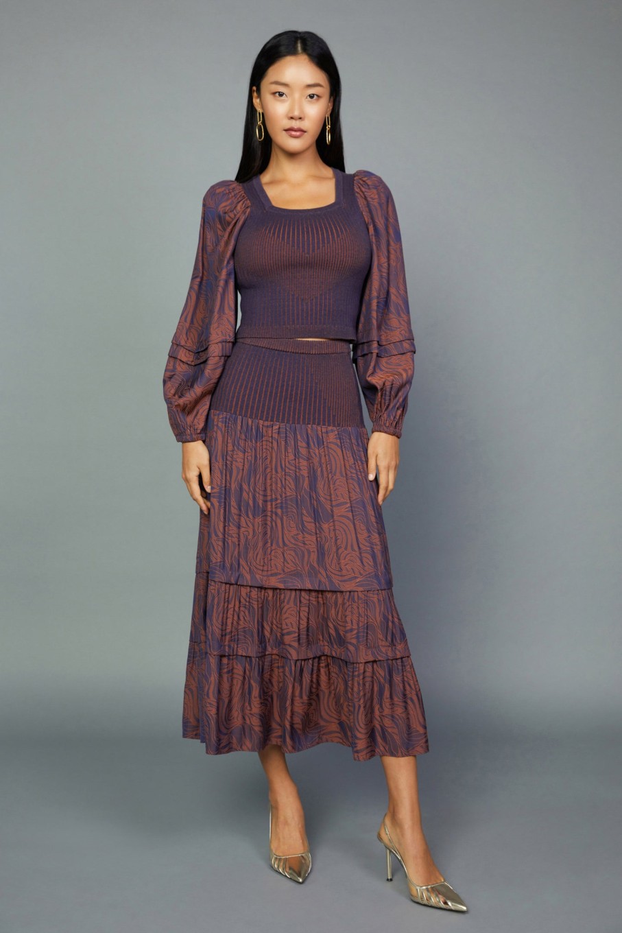 CURRENT AIR Cropped Jacquard Sweater Knitwear