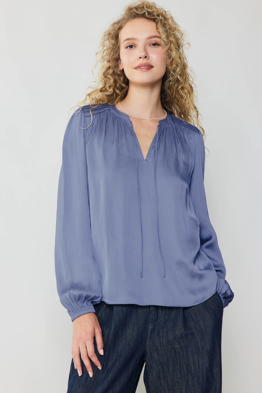 CURRENT AIR Shirred Yoke Blouse Blouses