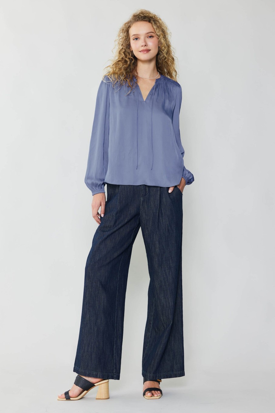 CURRENT AIR Shirred Yoke Blouse Blouses