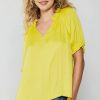 CURRENT AIR Ruffled Cuff Blouse Short Sleeve Tops
