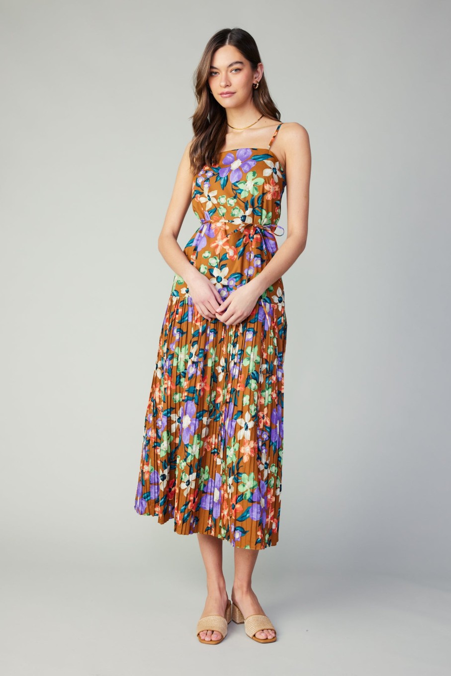 CURRENT AIR Floral Pleated Skirt Maxi Dress Maxi Dresses