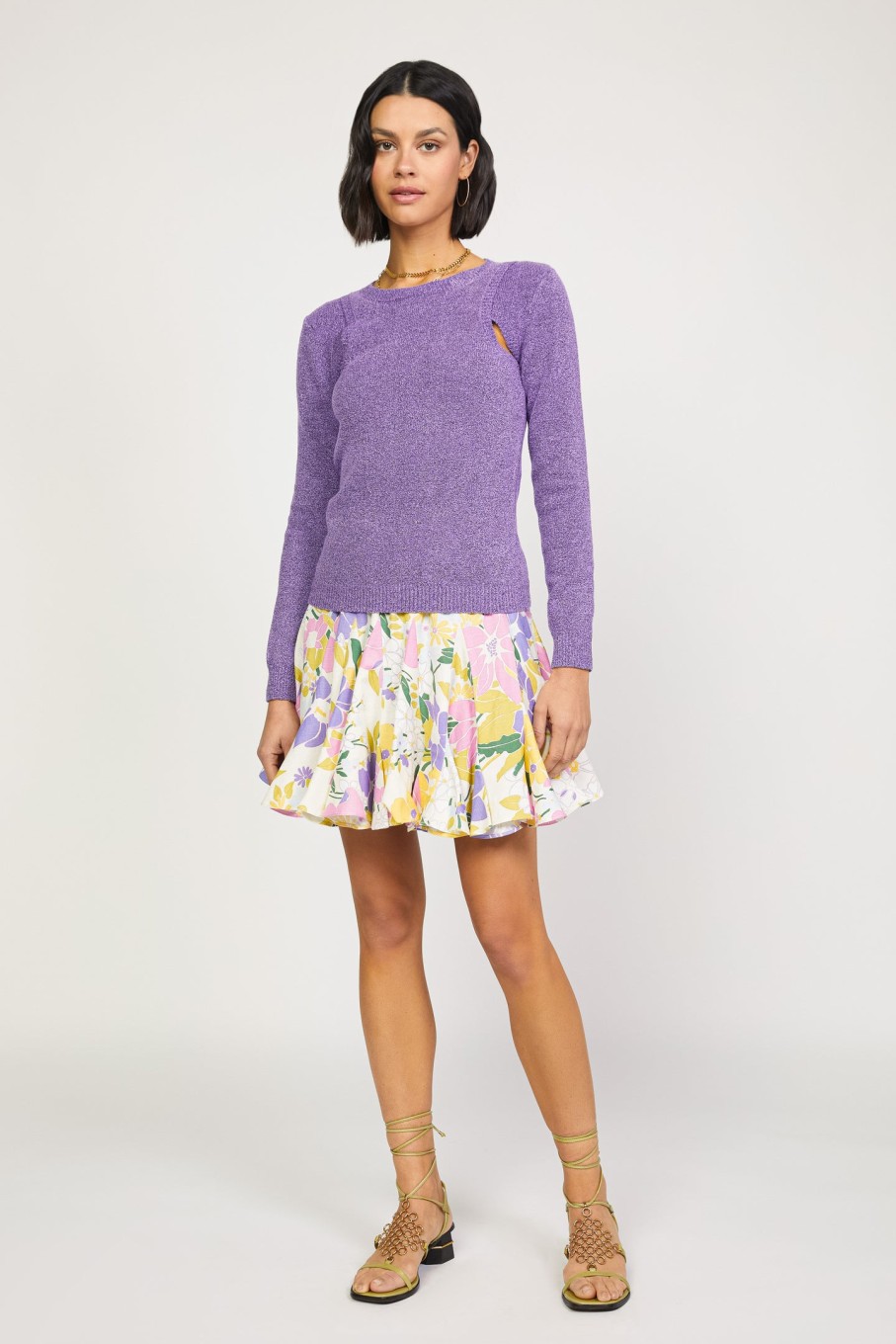 CURRENT AIR Cutout Marled Knit Sweater Knitwear