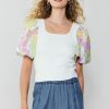 CURRENT AIR Contrast Sleeve Knit Top Sets