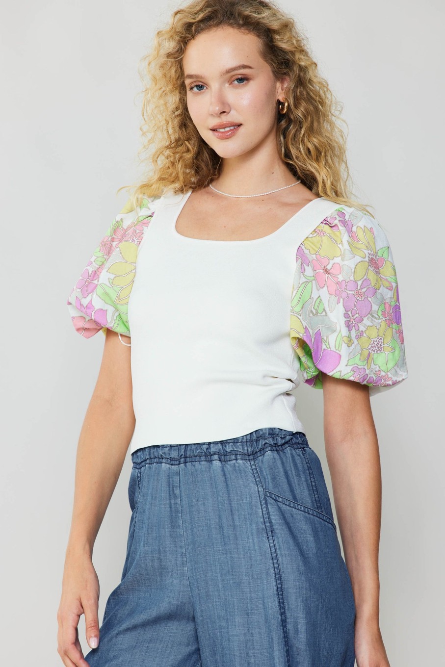 CURRENT AIR Contrast Sleeve Knit Top Sets