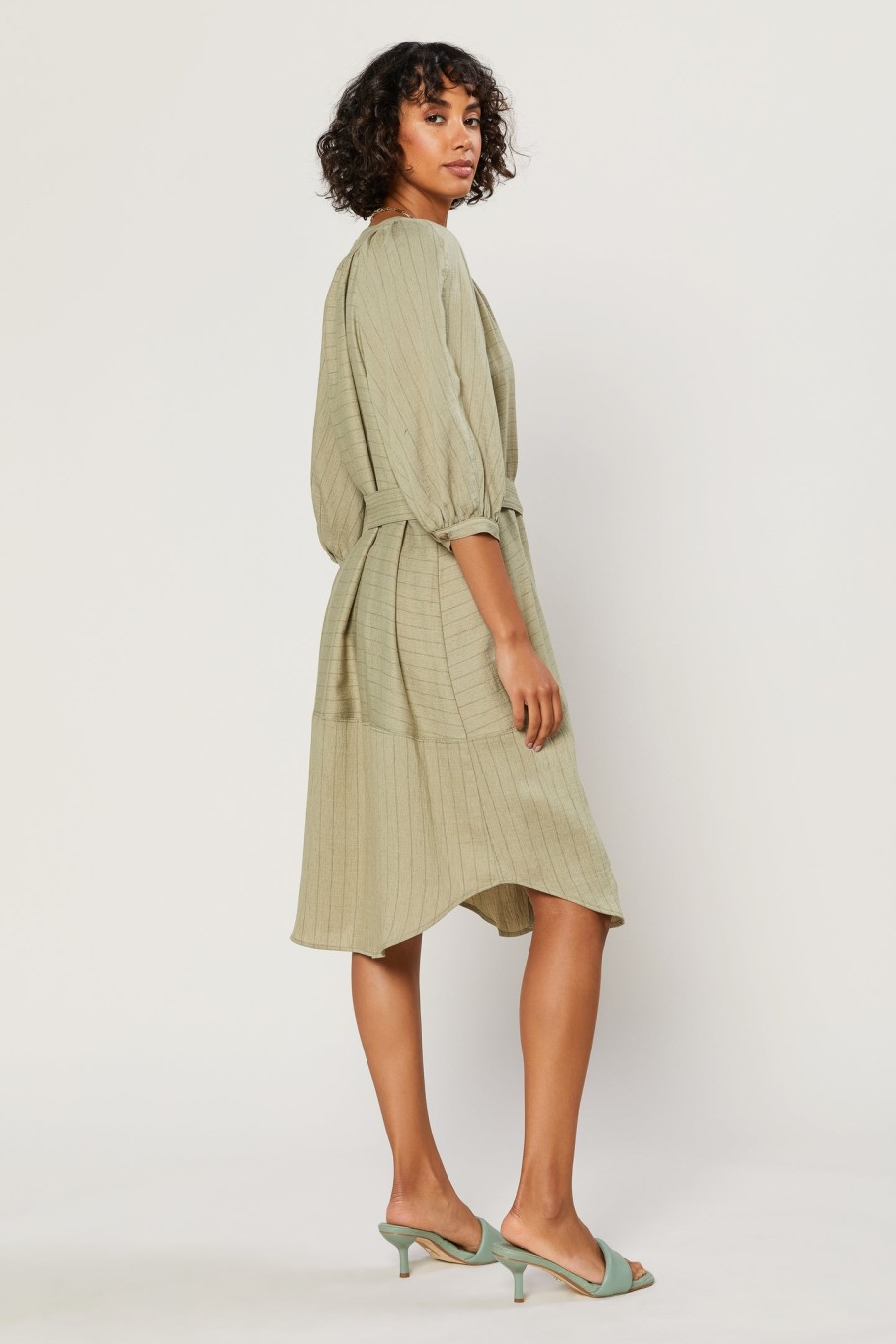 CURRENT AIR Striped Button Up Dress Midi Dresses