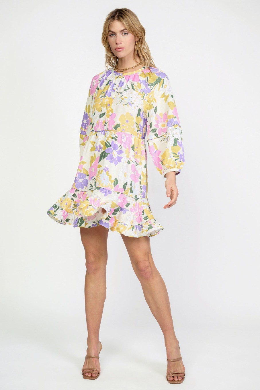 CURRENT AIR Vintage Floral Tiered Mini Dress Mini Dresses