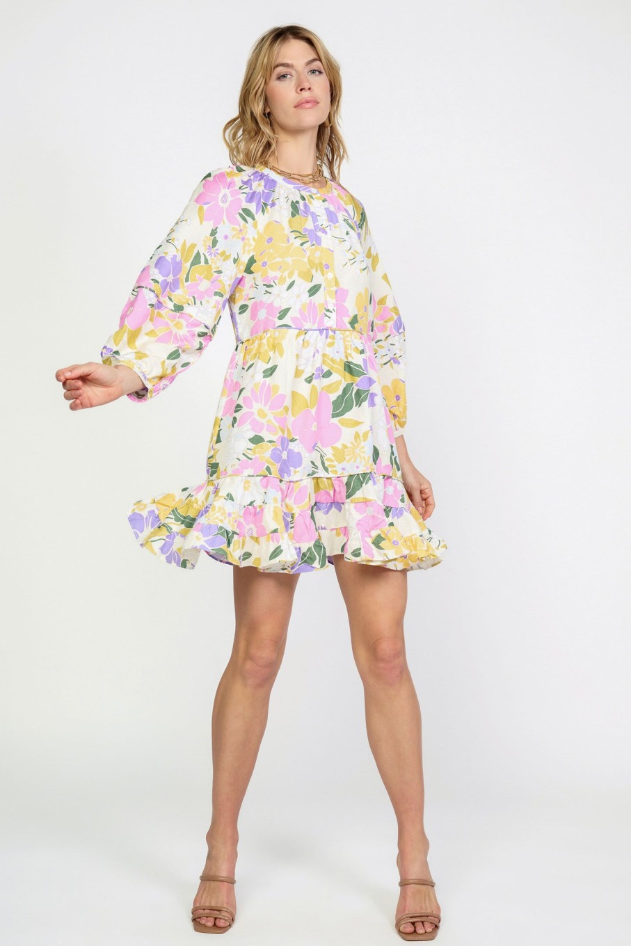 CURRENT AIR Vintage Floral Tiered Mini Dress Mini Dresses