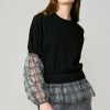 CURRENT AIR Windowpane Plaid Sweater Top Blouses