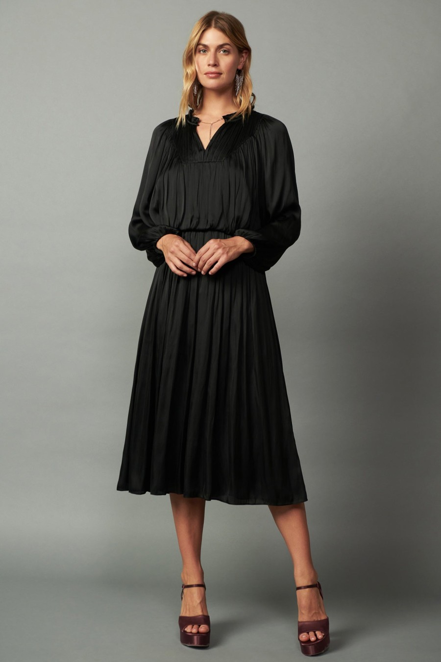 CURRENT AIR Shirred Yoke Maxi Dress Maxi Dresses