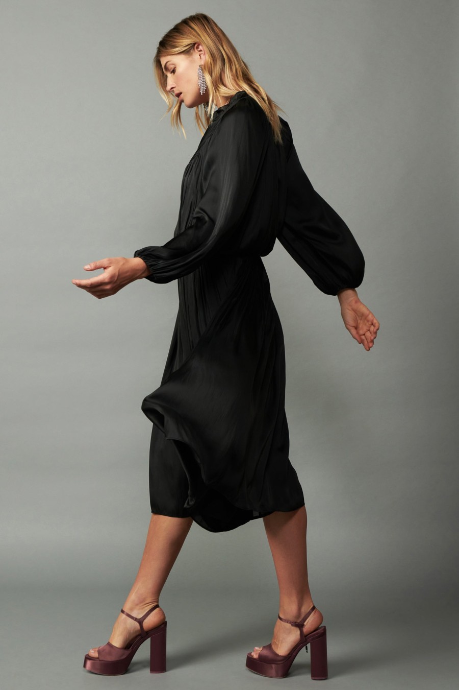 CURRENT AIR Shirred Yoke Maxi Dress Maxi Dresses