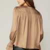 CURRENT AIR Layered Cuff Blouse Long Sleeve Tops