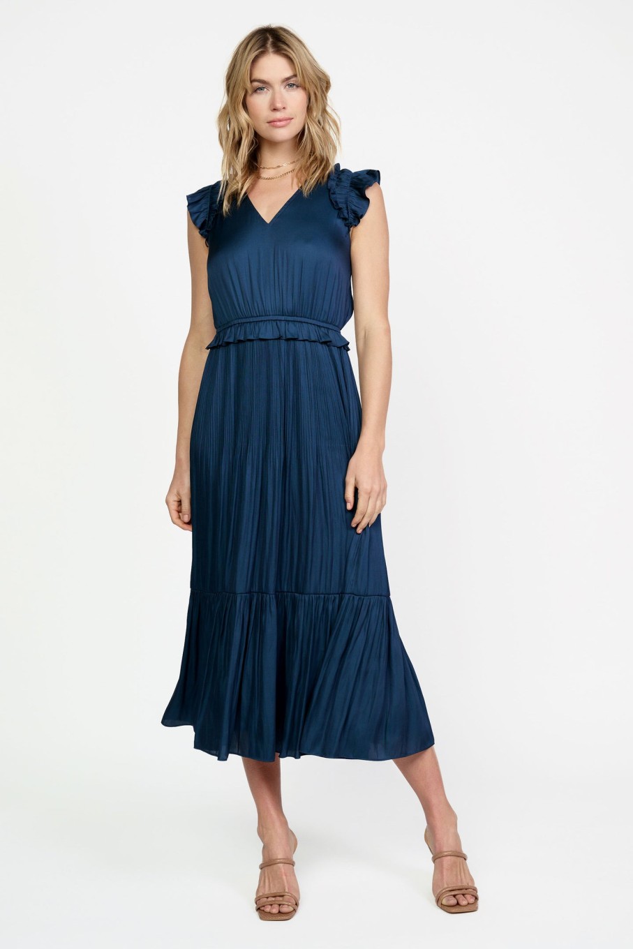 CURRENT AIR Ruffled Flutter Sleeve Midi Dress Midi Dresses